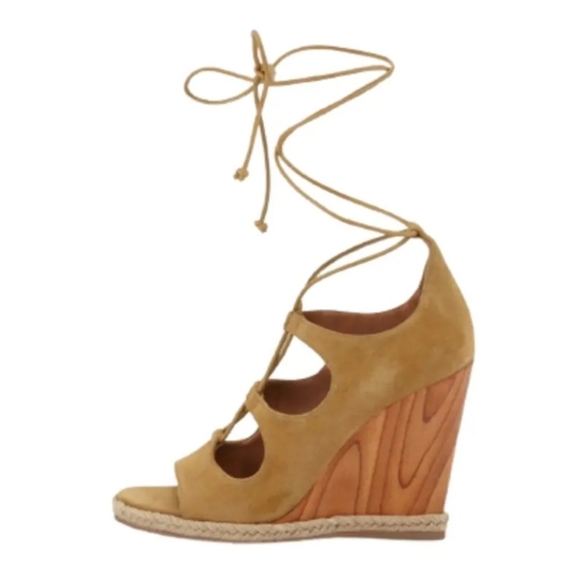 Tory‎ Burch Raya Suede Lace Up Wedges Sandals - Picture 11 of 11